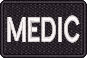 MED Medic EMS Paramedic PVC Patch - Morale Patch Bianco E Nero Con Velcro - 8,1 X 5,1 Cm